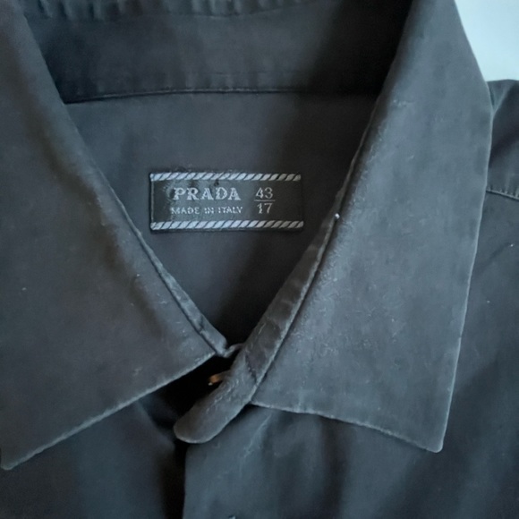 Men's Prada Stretch Cotton Shirt in Black - Picture 4 of 7
